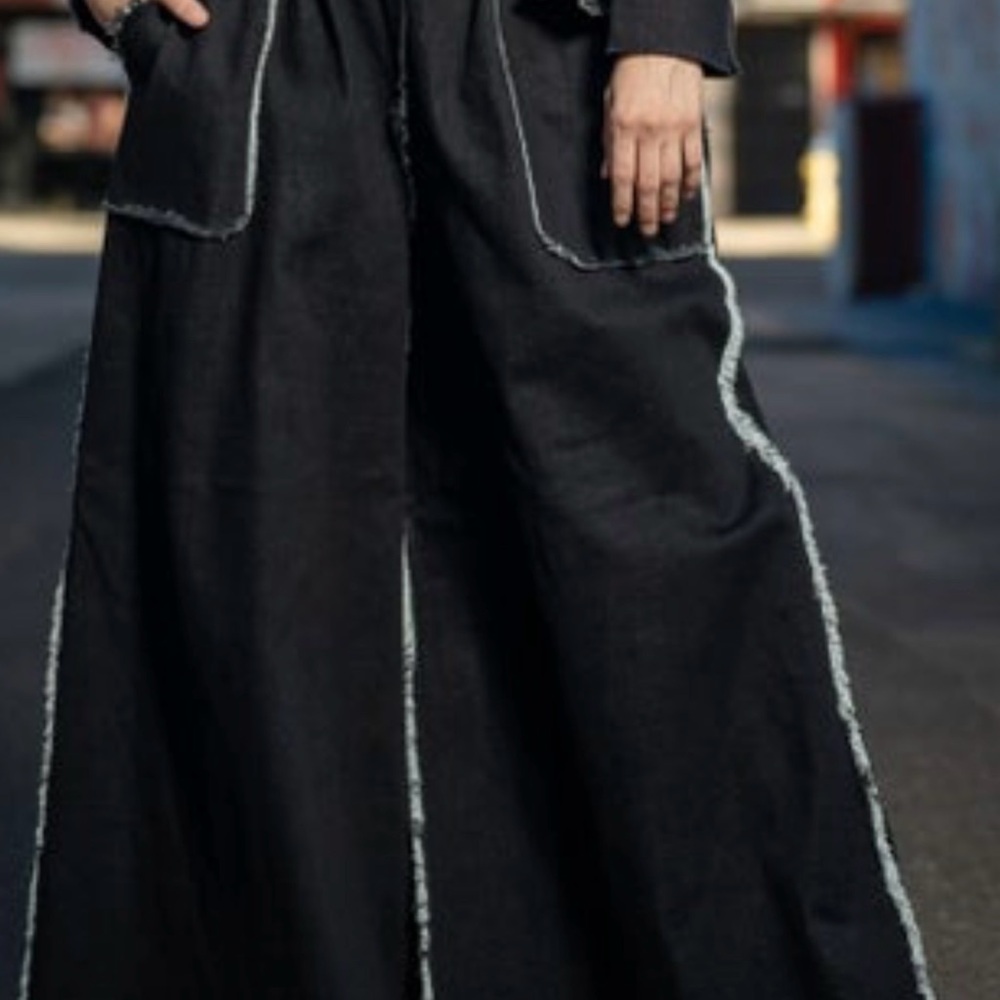 Elegant Blue Wide-Leg Pants